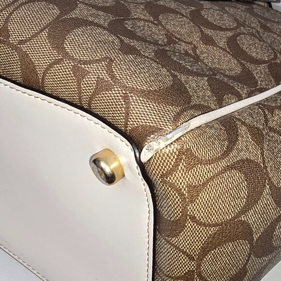 Coach F44956 Surrey Exotic Snake Trim Khaki Signature Carryall Shoulder Satchel - Picture 13 of 16